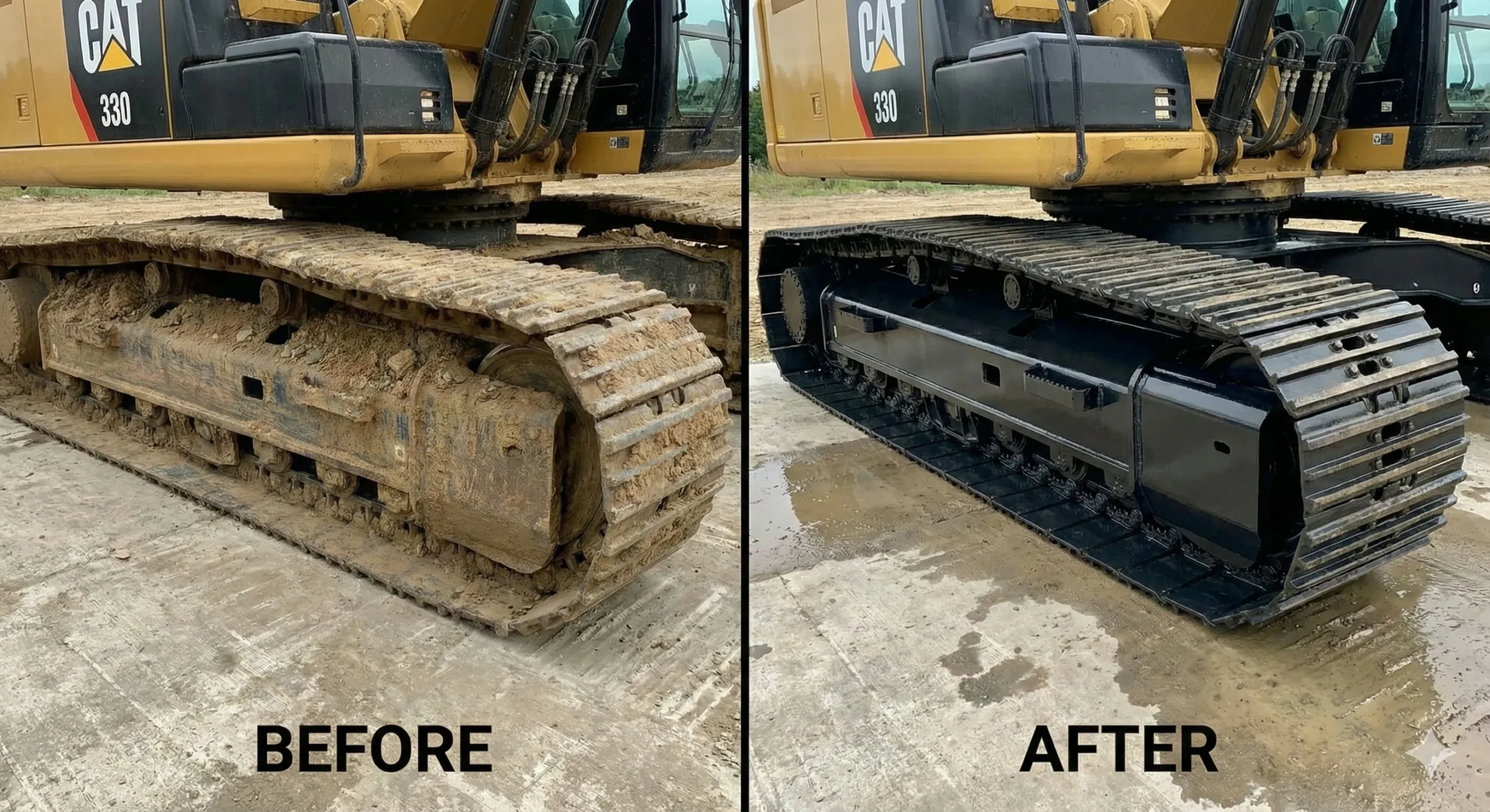 CAT 330 Excavator Track Before_After Getting Cleaned