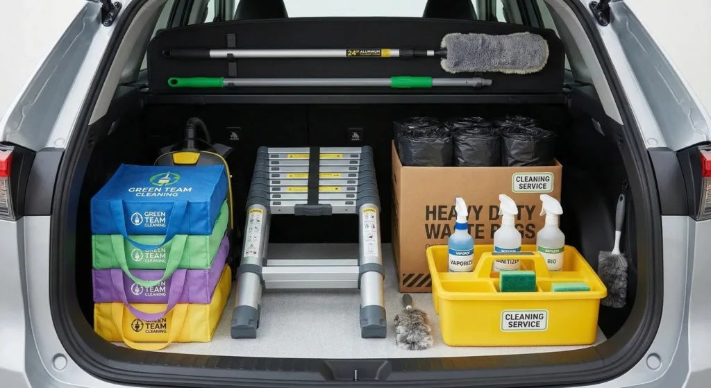 Cleaning Equipment in Car's Trunk