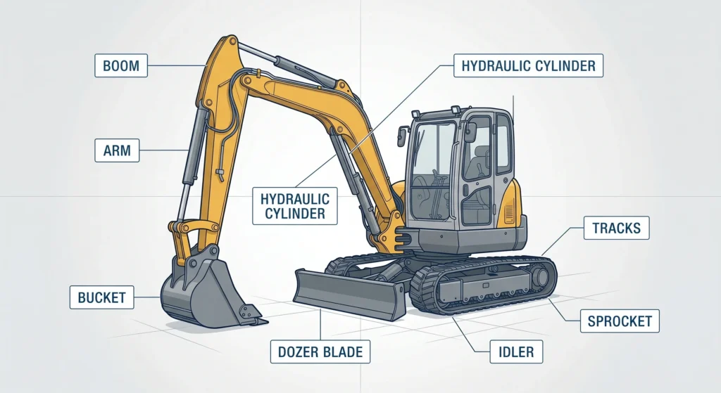 Anatomy Diagram – Excavator Workgroup & Undercarriage