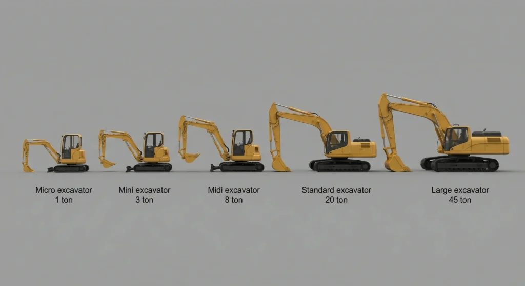 Size Comparison Chart – Micro to Large Excavators.webp