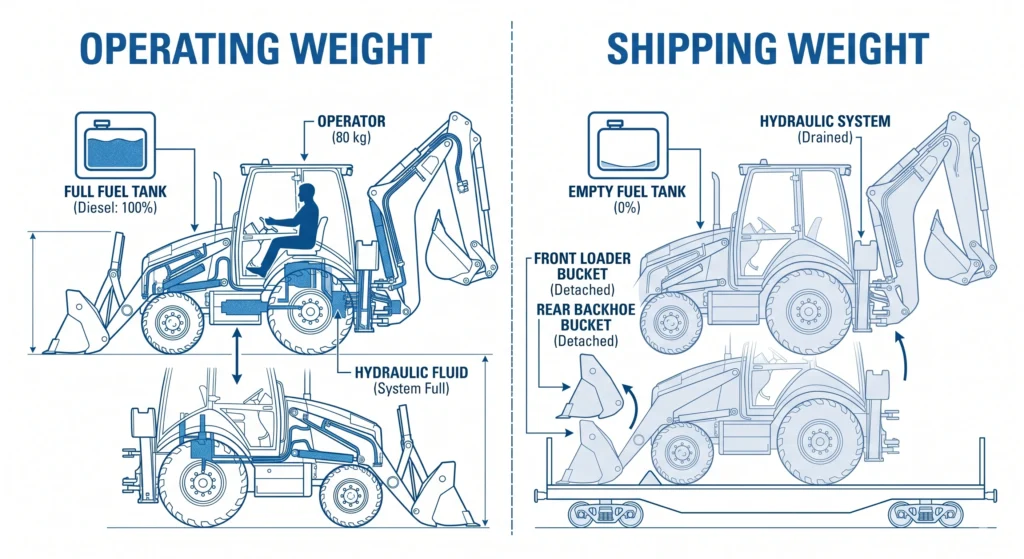 Backhoe Operating Weight Vs Shipping Weight
