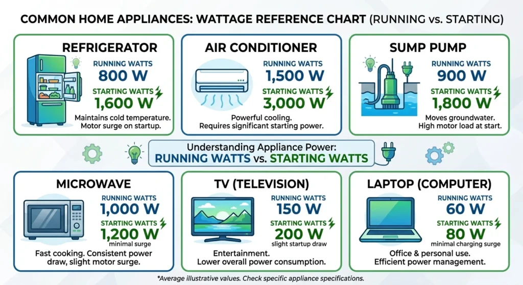 wattage reference chart