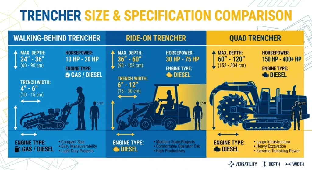 trencher size and specification comparison