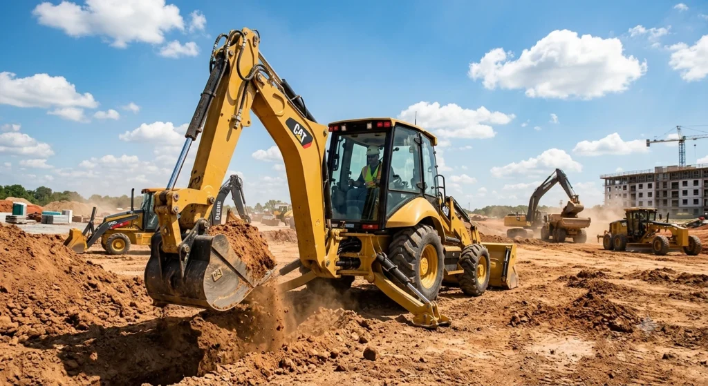 Backhoe working