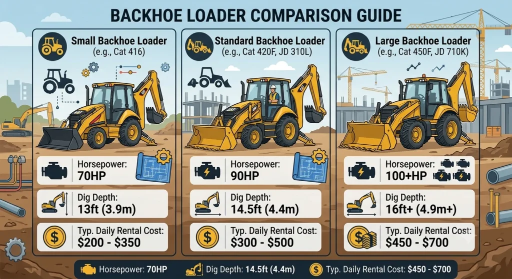 Backhoe Rental Rates by Machine Size