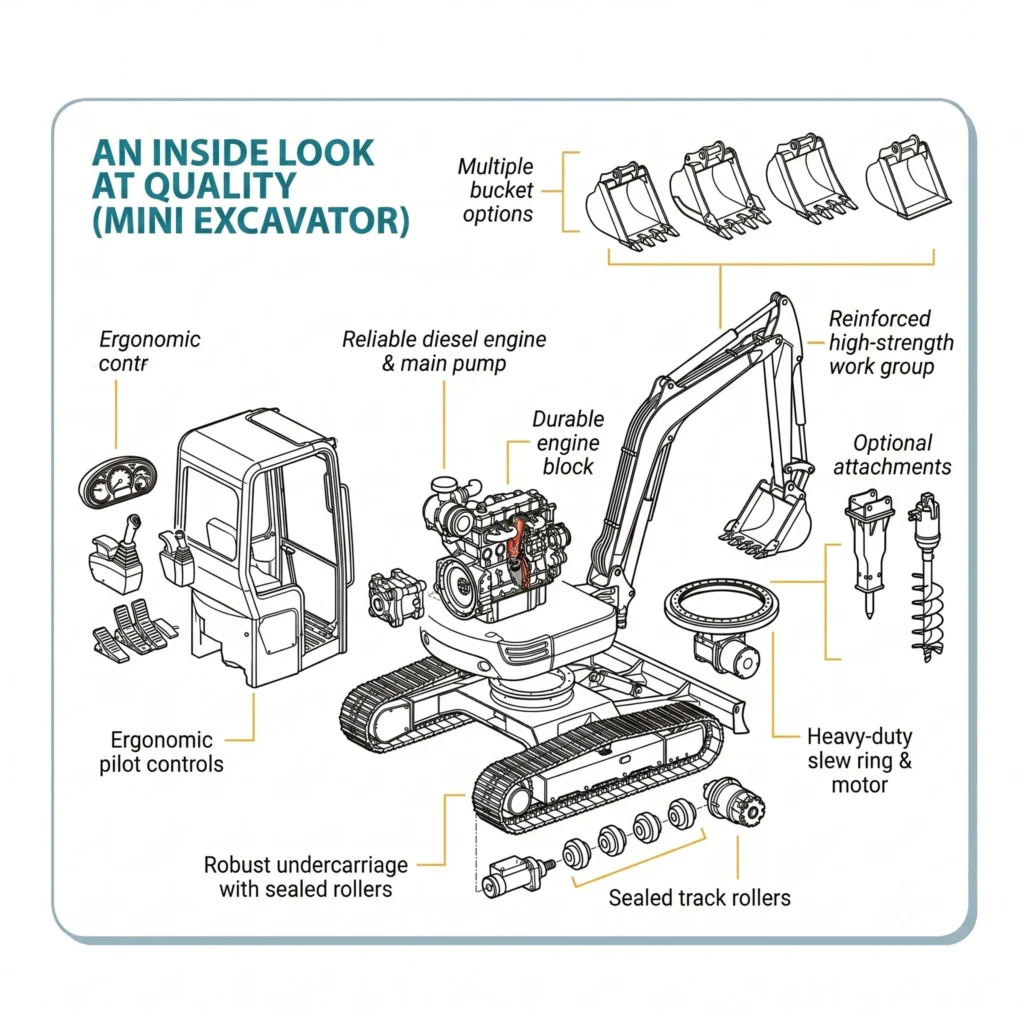 inside look on mini excavator