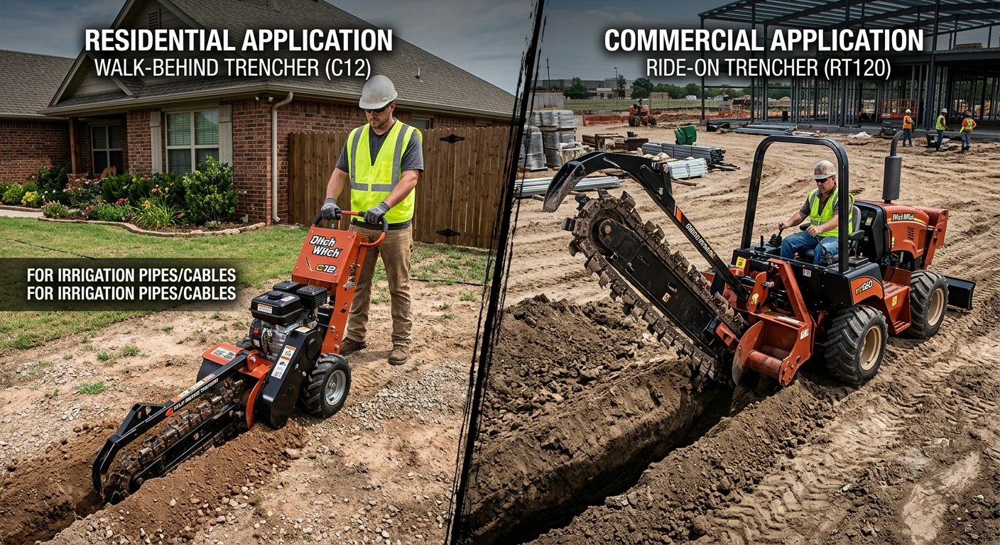walk behind trencher vs ride on trencher