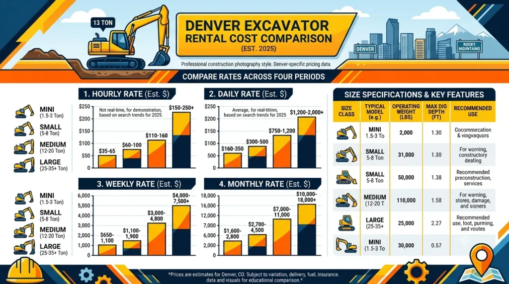 denvar excavator rental cost comparison