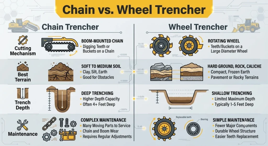 Chain vs Wheel trencher
