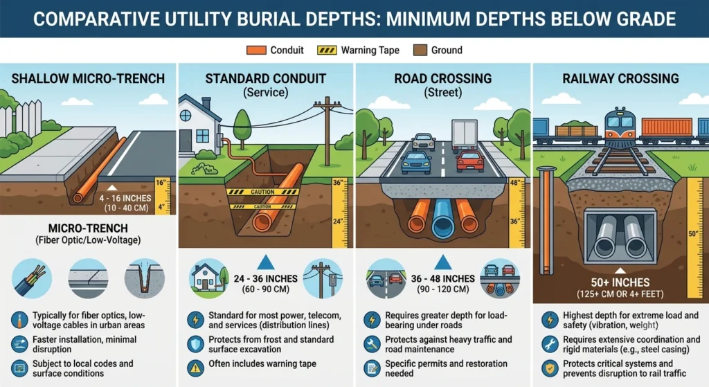 comparative utility burial depths