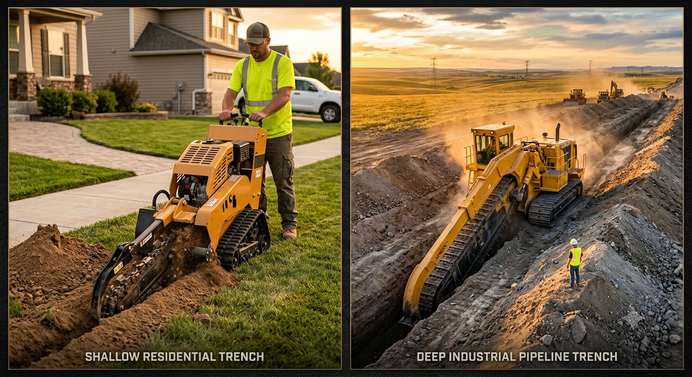 how deep can a trencher dig?