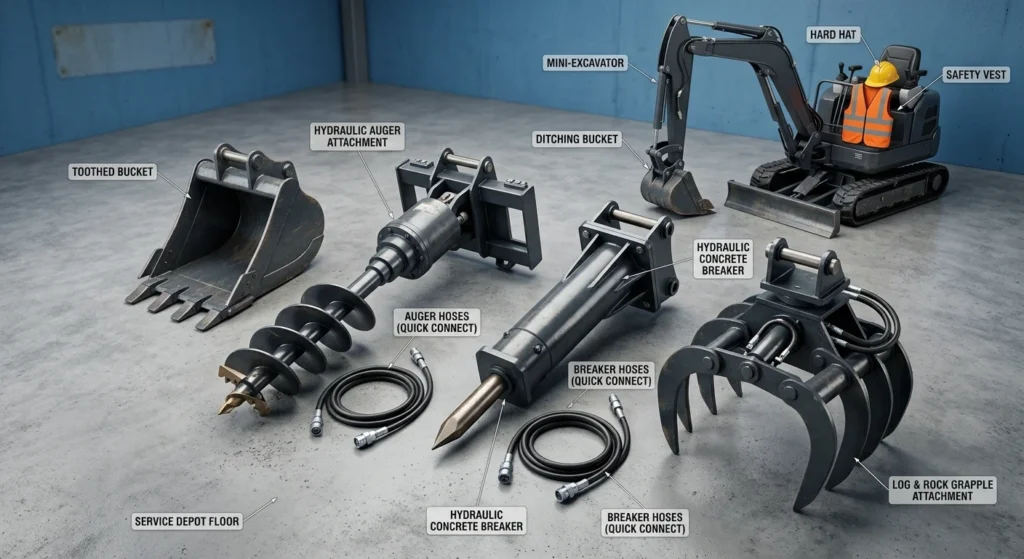 mini excavator attachments