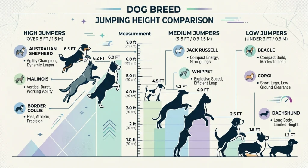 dog breed jumping height comparison