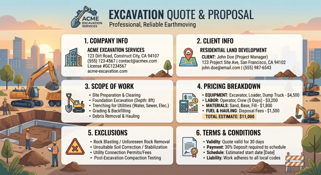 Excavation cost and proposal