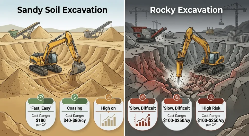 sandy soil vs rocky soil