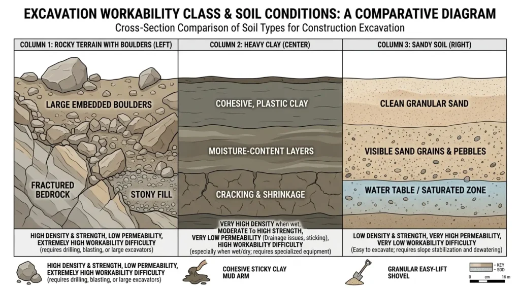 excavation workability class & soil conditions