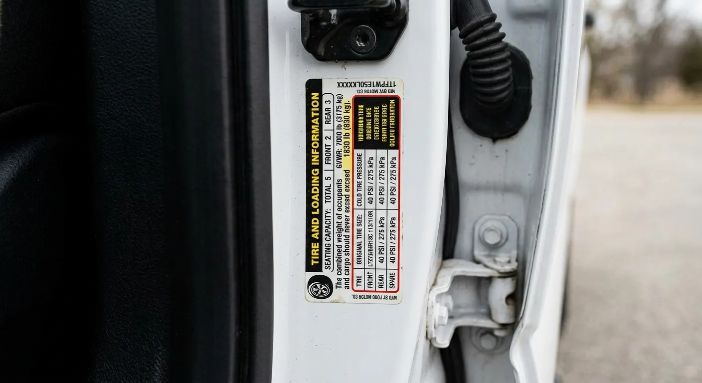 pickup truck door jamb Tire and Loading Information