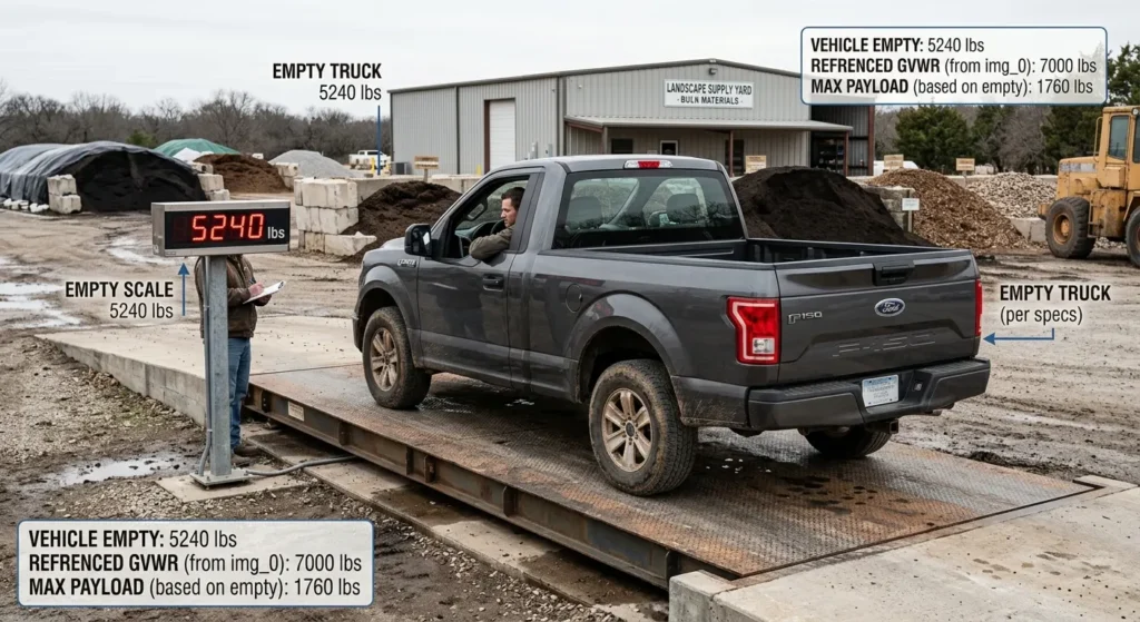 Truck scale weighing scene