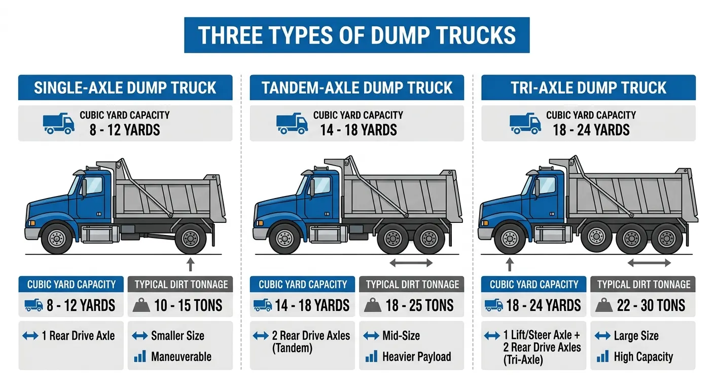 three types of dump trucks