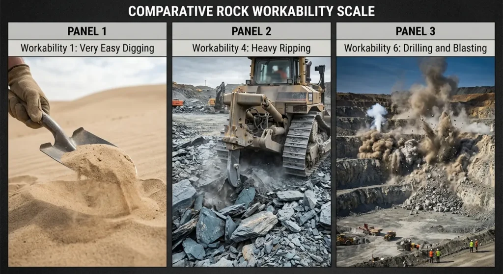 comparative rock workability scale