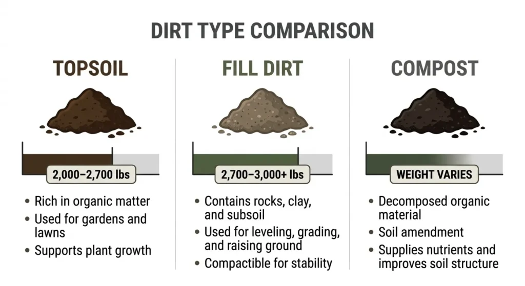 Dirt type comparison