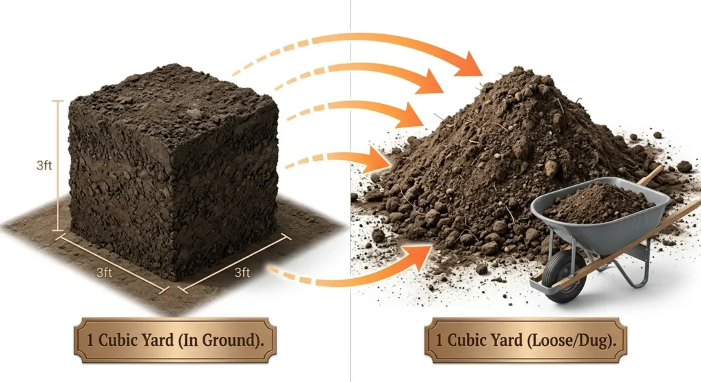 side-by-side comparison illustrating soil expansion