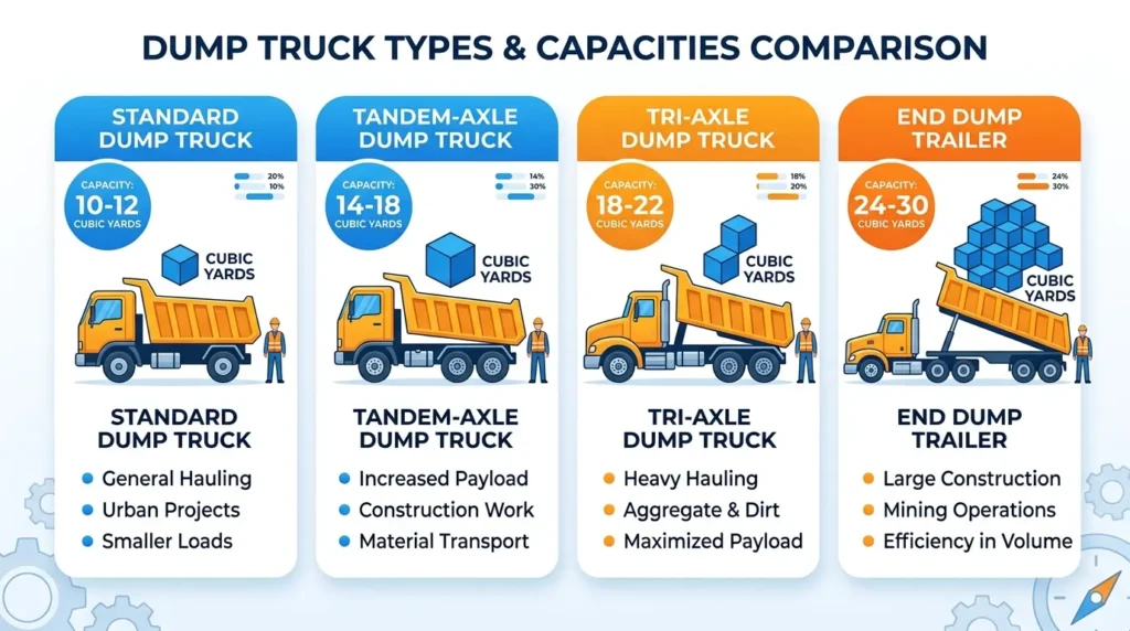dump truck types and capacities comparison